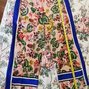 ELEVENSES Anthropologie Gardener Pants  Silk Cropped Pull-On Floral Pink M 0287